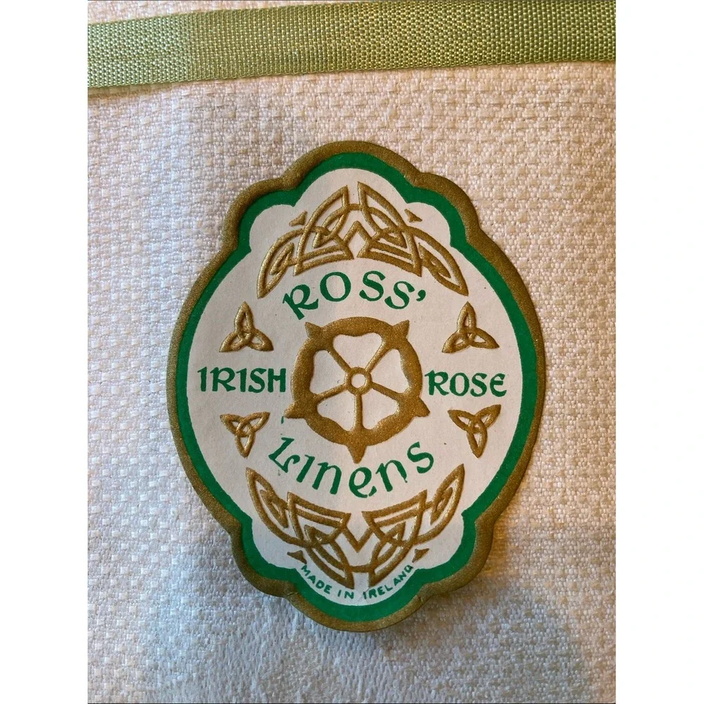 Vintage Irish Rose Cream Linen Tea Towels Set of‎ 3 15x24